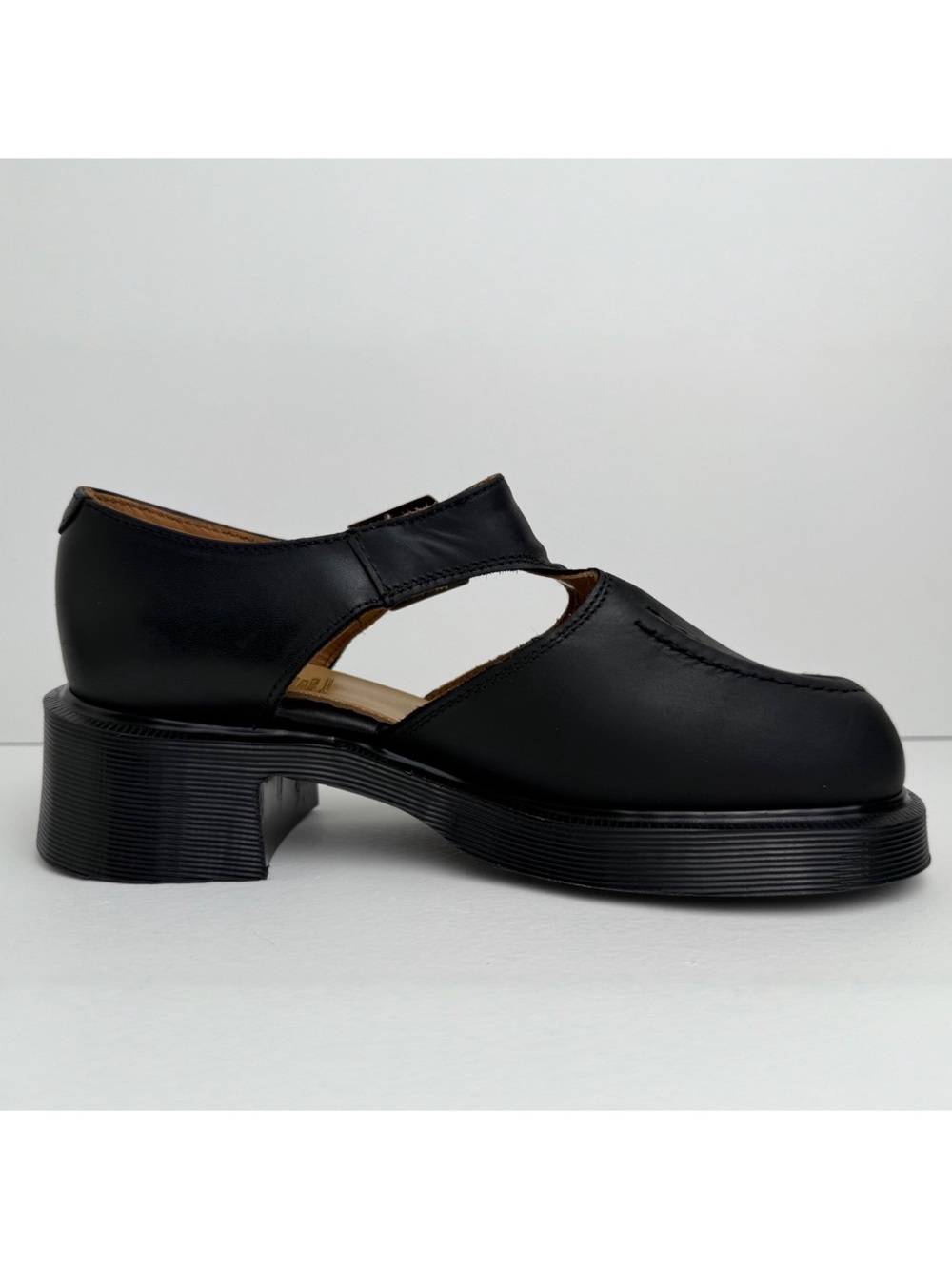 Vintage 90s Dr. Martens England Black Jazz Heel Leather Babydoll Mary Janes UK 5 - Picture 6 of 16
